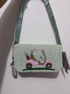 Beaded Pink Golf Cart Shoulder Bag